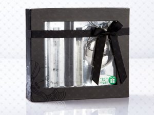 Rigid Box; Pet Window; PP Lamination; Spot UV; Plastic Tray Insert laminate with Foil Board; Ribbon; Stickets